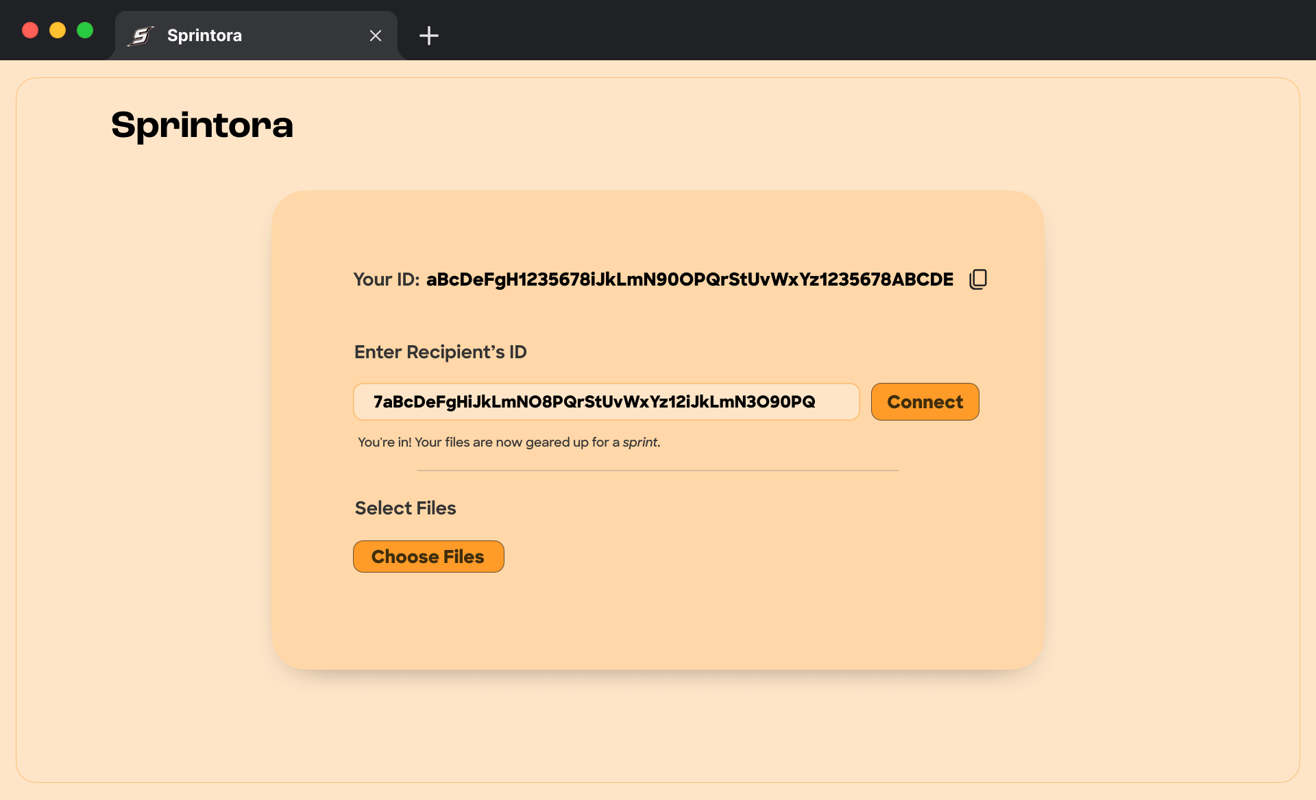 Sprintora file sharing interface